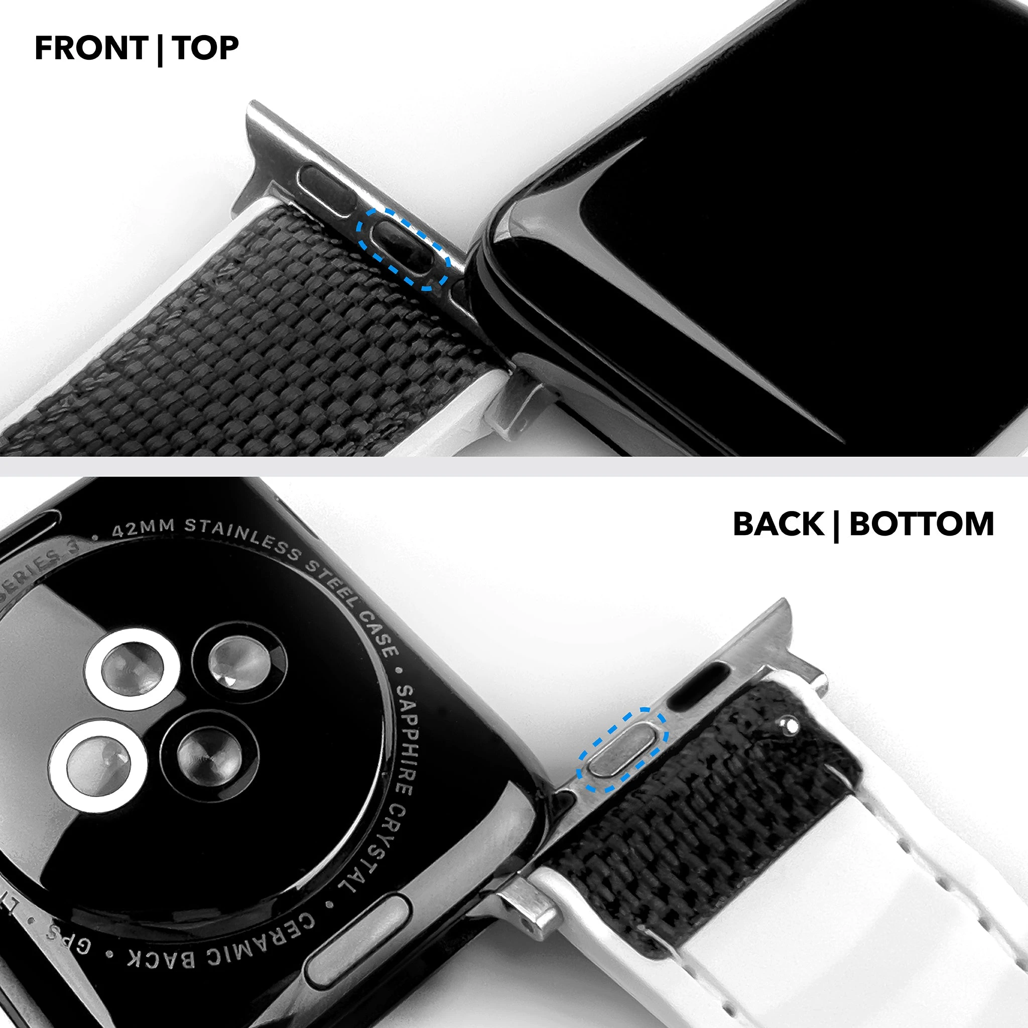 Barton Watch Bands Apple Watch | Black Cordura Fabric And White Silicone Hybrid 6 Barton Watch Bands Apple Watch | Black Cordura Fabric And White Silicone Hybrid - Image 4