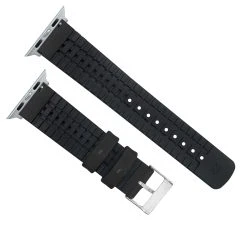 Barton Watch Bands Apple Watch | Black Leather And Rubber Hybrid -Barton Watch Bands Shop HybridLeatherBlackBackviewAppleHardware ss