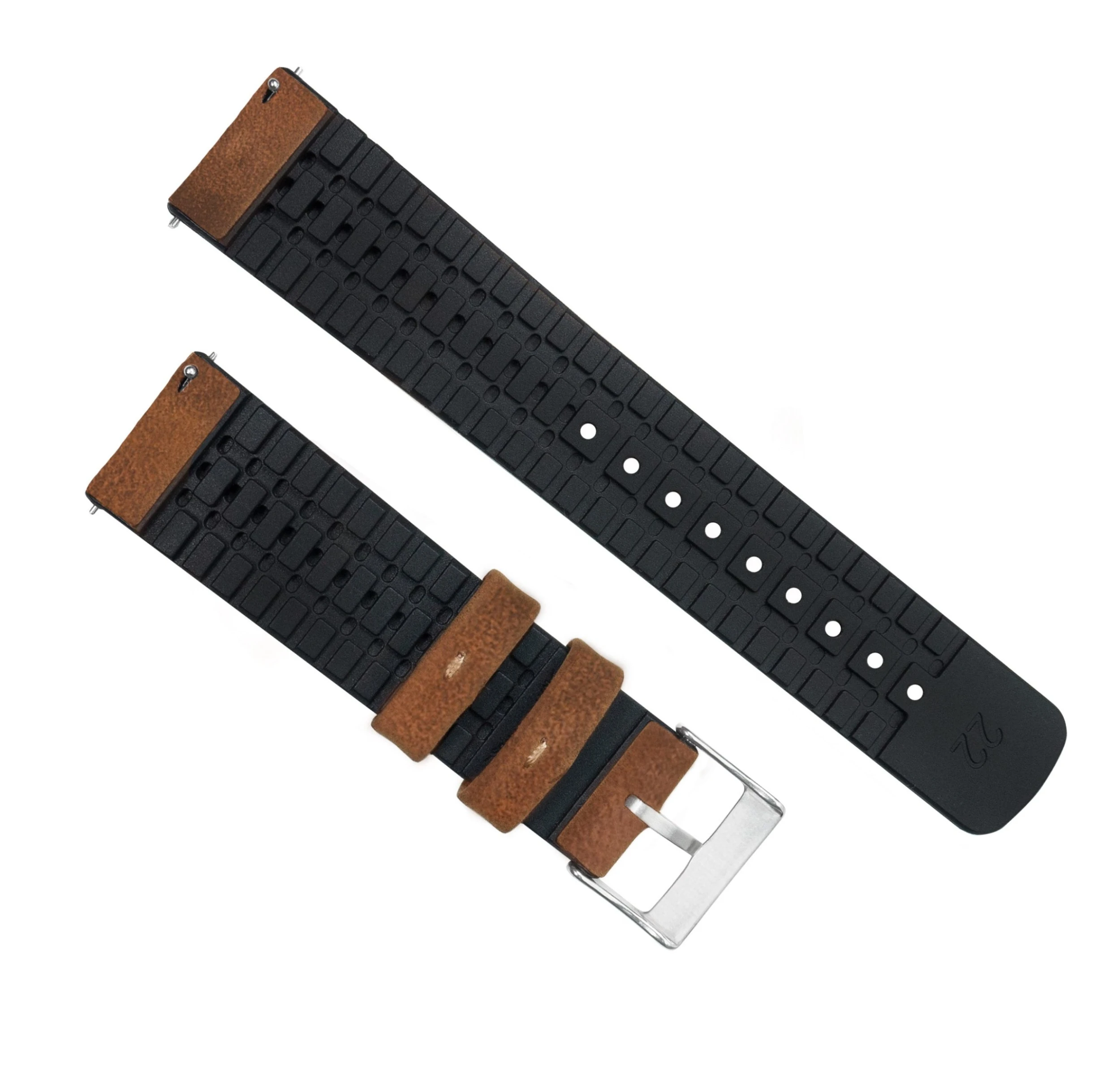Barton Watch Bands Huwawei Watch | Leather And Rubber Hybrid | Oak Brown 5 Barton Watch Bands Huwawei Watch | Leather And Rubber Hybrid | Oak Brown - Image 3
