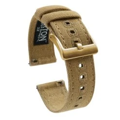 Barton Watch Bands Khaki | Crafted Canvas -Barton Watch Bands Shop Khaki Canvas Gold Buckle