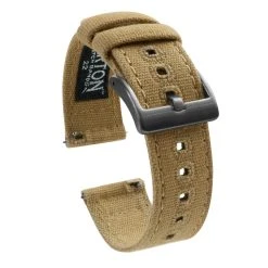Barton Watch Bands Khaki | Crafted Canvas -Barton Watch Bands Shop Khaki Canvas gunmetal buckle