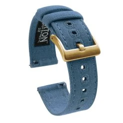 Barton Watch Bands Nantucket Blue | Crafted Canvas -Barton Watch Bands Shop Nantucket Canvas Gold Buckle
