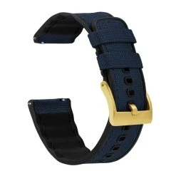 Barton Watch Bands Navy Blue Cordura Fabric And Silicone Hybrid -Barton Watch Bands Shop NavyCorduraHybridMainLoop Gold