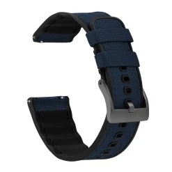 Barton Watch Bands Navy Blue Cordura Fabric And Silicone Hybrid -Barton Watch Bands Shop NavyCorduraHybridMainLoop Gunmetal