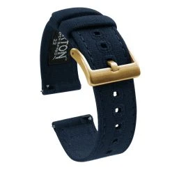 Barton Watch Bands Navy Blue | Crafted Canvas -Barton Watch Bands Shop Navy Blue Canvas Gold Buckle