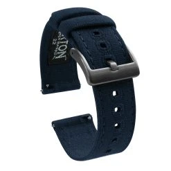 Barton Watch Bands Navy Blue | Crafted Canvas -Barton Watch Bands Shop Navy Canvas gunmetal buckle