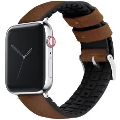Barton Watch Bands Apple Watch | Oak Brown Leather And Rubber Hybrid