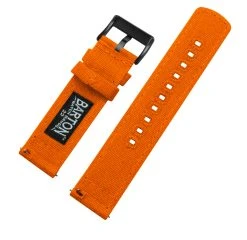 Barton Watch Bands Zenwatch & Zenwatch 2 | Pumpkin Orange Canvas -Barton Watch Bands Shop PumpkinCanvasBackviewv2 black