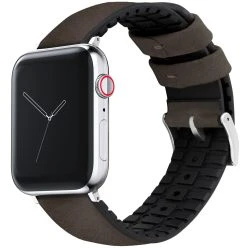 Barton Watch Bands Apple Watch | Smoke Leather And Rubber Hybrid
