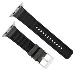 Barton Watch Bands Apple Watch | Smoke Grey Cordura Fabric And Silicone Hybrid -Barton Watch Bands Shop SmokeCorduraBackview SSAppleHardware