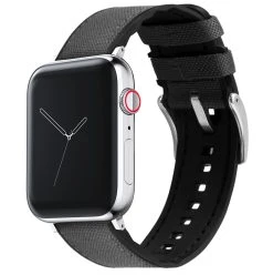 Barton Watch Bands Apple Watch | Smoke Grey Cordura Fabric And Silicone Hybrid