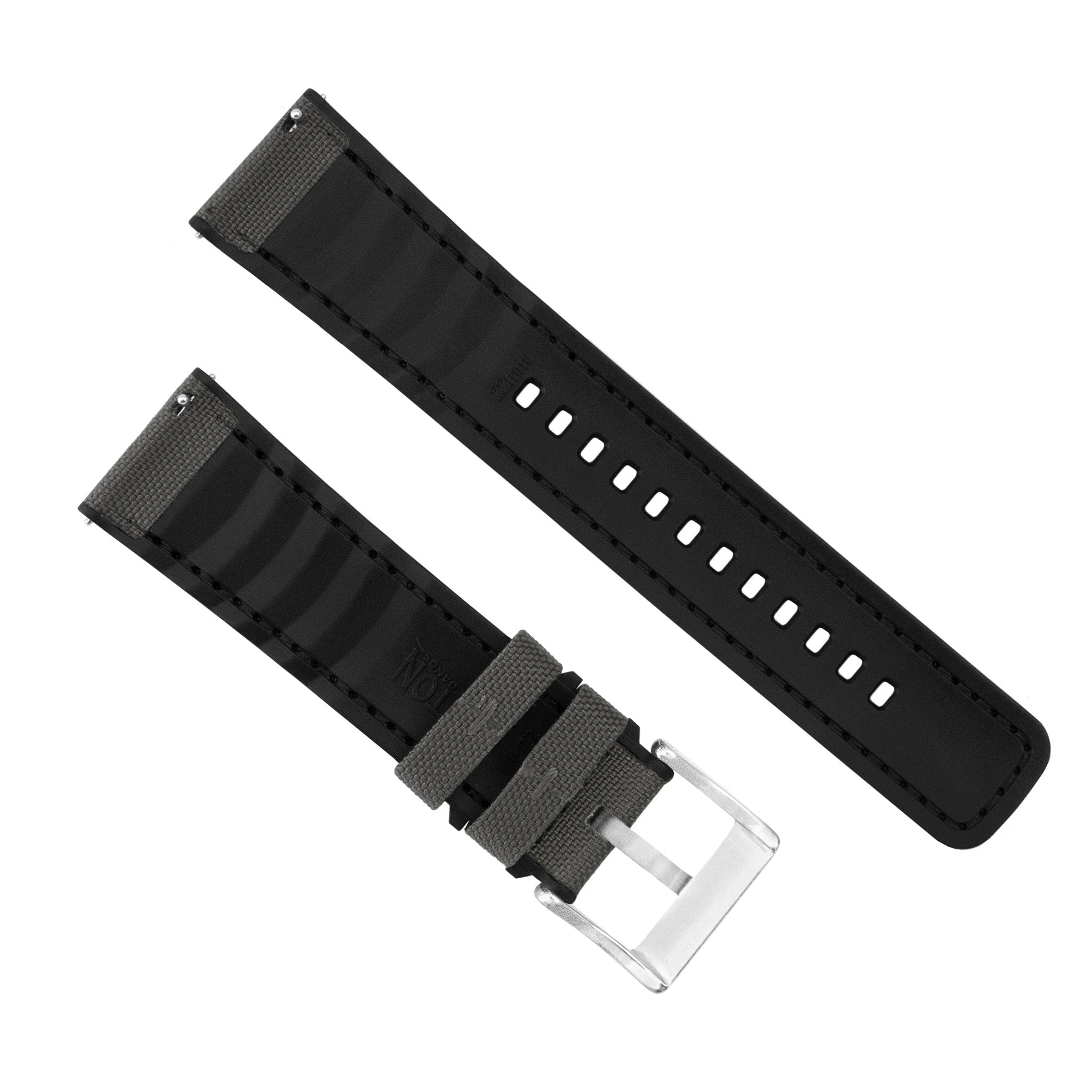 Barton Watch Bands Moto 360 Gen2 | Cordura Fabric & Silicone Hybrid | Smoke Grey 5 Barton Watch Bands Moto 360 Gen2 | Cordura Fabric & Silicone Hybrid | Smoke Grey - Image 3