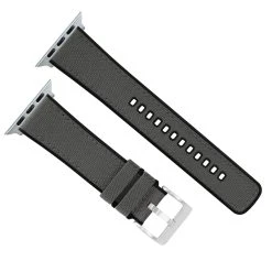 Barton Watch Bands Apple Watch | Smoke Grey Cordura Fabric And Silicone Hybrid -Barton Watch Bands Shop SmokeCorduraHybridTopView SSAppleHardware