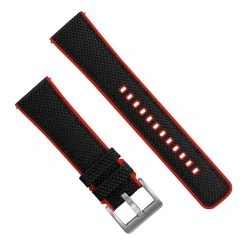 Barton Watch Bands Black Cordura Fabric And Crimson Red Silicone Hybrid -Barton Watch Bands Shop TopViewRedSS