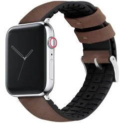 Barton Watch Bands Apple Watch | Walnut Brown Leather And Rubber Hybrid