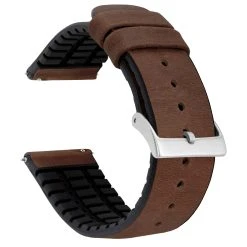 Barton Watch Bands Walnut Brown Leather And Rubber Hybrid