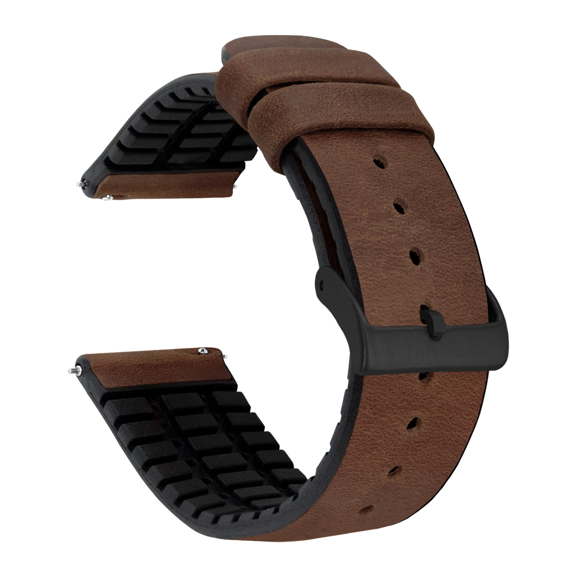 Barton Watch Bands Walnut Brown Leather And Rubber Hybrid 4 Barton Watch Bands Walnut Brown Leather And Rubber Hybrid - Image 2