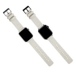 Barton Watch Bands Apple Watch | Linen White Canvas -Barton Watch Bands Shop White Canvas Flat Lay Apple Watch 5 SS Black Case