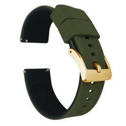 Barton Watch Bands Army Green Top / Black Bottom | Elite Silicone -Barton Watch Bands Shop army green top black bottom elite silicone elite silicone barton watch bands 22mm gold 669039