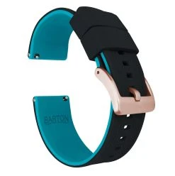 Barton Watch Bands Black Top / Aqua Blue Bottom | Elite Silicone -Barton Watch Bands Shop black top aqua blue bottom elite silicone elite silicone barton watch bands 22mm rose gold 774135