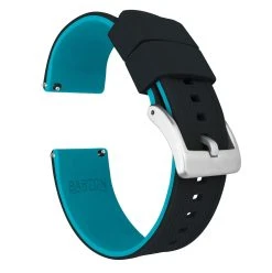 Barton Watch Bands Black Top / Aqua Blue Bottom | Elite Silicone