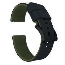 Barton Watch Bands Black Top / Army Green Bottom | Elite Silicone -Barton Watch Bands Shop black top army green bottom elite silicone elite silicone barton watch bands 20mm black pvd 711988