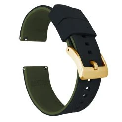 Barton Watch Bands Black Top / Army Green Bottom | Elite Silicone -Barton Watch Bands Shop black top army green bottom elite silicone elite silicone barton watch bands 20mm gold 876319