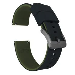 Barton Watch Bands Black Top / Army Green Bottom | Elite Silicone -Barton Watch Bands Shop black top army green bottom elite silicone elite silicone barton watch bands 20mm gunmetal grey 144947