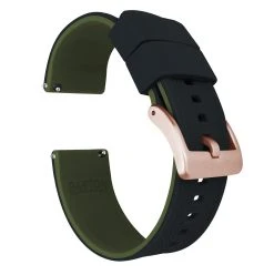 Barton Watch Bands Black Top / Army Green Bottom | Elite Silicone -Barton Watch Bands Shop black top army green bottom elite silicone elite silicone barton watch bands 20mm rose gold 709866