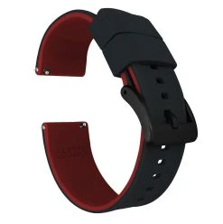Barton Watch Bands Black Top / Crimson Red Bottom | Elite Silicone -Barton Watch Bands Shop black top crimson red bottom elite silicone elite silicone barton watch bands 20mm black pvd standard 458645
