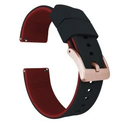 Barton Watch Bands Black Top / Crimson Red Bottom | Elite Silicone -Barton Watch Bands Shop black top crimson red bottom elite silicone elite silicone barton watch bands 20mm rose gold standard 774540