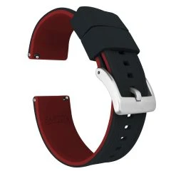 Barton Watch Bands Black Top / Crimson Red Bottom | Elite Silicone