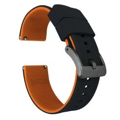 Barton Watch Bands Black Top / Pumpkin Orange Bottom | Elite Silicone -Barton Watch Bands Shop black top pumpkin orange bottom elite silicone elite silicone barton watch bands 20mm gunmetal grey standard 143588