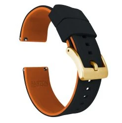 Barton Watch Bands Black Top / Pumpkin Orange Bottom | Elite Silicone -Barton Watch Bands Shop black top pumpkin orange bottom elite silicone elite silicone barton watch bands 22mm gold standard 503444