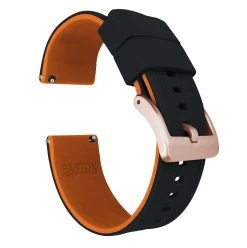 Barton Watch Bands Black Top / Pumpkin Orange Bottom | Elite Silicone -Barton Watch Bands Shop black top pumpkin orange bottom elite silicone elite silicone barton watch bands 22mm rose gold standard 533289