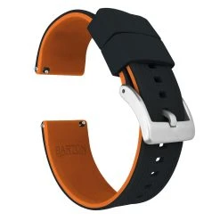 Barton Watch Bands Black Top / Pumpkin Orange Bottom | Elite Silicone
