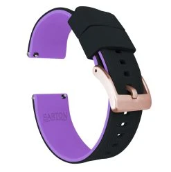 Barton Watch Bands Black Top / Purple Bottom | Elite Silicone -Barton Watch Bands Shop black top purple bottom elite silicone elite silicone barton watch bands 18mm rose gold 837972