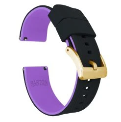 Barton Watch Bands Black Top / Purple Bottom | Elite Silicone -Barton Watch Bands Shop black top purple bottom elite silicone elite silicone barton watch bands 20mm gold 289721