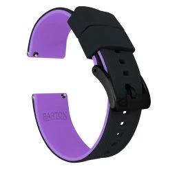 Barton Watch Bands Black Top / Purple Bottom | Elite Silicone -Barton Watch Bands Shop black top purple bottom elite silicone elite silicone barton watch bands 22mm black pvd 690097