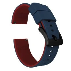 Barton Watch Bands Navy Blue Top / Crimson Red Bottom | Elite Silicone -Barton Watch Bands Shop navy blue top crimson red bottom elite silicone elite silicone barton watch bands 24mm black pvd 296251