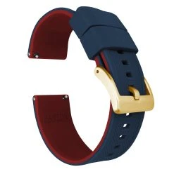 Barton Watch Bands Navy Blue Top / Crimson Red Bottom | Elite Silicone -Barton Watch Bands Shop navy blue top crimson red bottom elite silicone elite silicone barton watch bands 24mm gold 157166