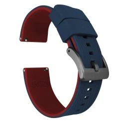 Barton Watch Bands Navy Blue Top / Crimson Red Bottom | Elite Silicone -Barton Watch Bands Shop navy blue top crimson red bottom elite silicone elite silicone barton watch bands 24mm gunmetal grey 622669