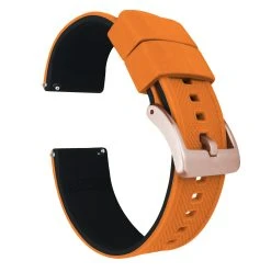 Barton Watch Bands Pumpkin Orange Top / Black Bottom | Elite Silicone -Barton Watch Bands Shop pumpkin orange top black bottom elite silicone elite silicone barton watch bands 20mm rose gold 502297