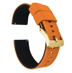 Barton Watch Bands Pumpkin Orange Top / Black Bottom | Elite Silicone -Barton Watch Bands Shop pumpkin orange top black bottom elite silicone elite silicone barton watch bands 22mm gold 354569