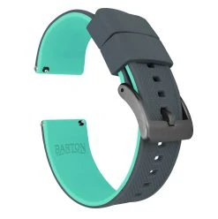 Barton Watch Bands Smoke Grey Top / Mint Green Bottom | Elite Silicone -Barton Watch Bands Shop smoke grey top mint green bottom elite silicone elite silicone barton watch bands 24mm gunmetal grey 388974