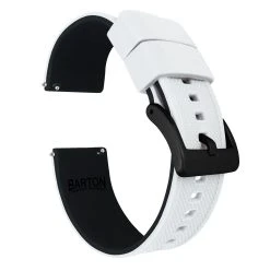 Barton Watch Bands White Top / Black Bottom | Elite Silicone -Barton Watch Bands Shop white top black bottom elite silicone elite silicone barton watch bands 20mm black pvd 484591
