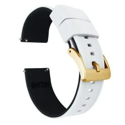 Barton Watch Bands White Top / Black Bottom | Elite Silicone -Barton Watch Bands Shop white top black bottom elite silicone elite silicone barton watch bands 22mm gold 191836