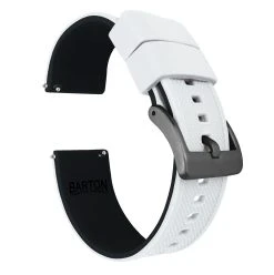 Barton Watch Bands White Top / Black Bottom | Elite Silicone -Barton Watch Bands Shop white top black bottom elite silicone elite silicone barton watch bands 22mm gunmetal grey 285962
